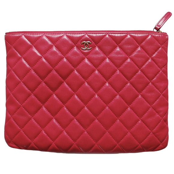 Chanel Matelasse Clutch Leather Pink - Picture 1 of 11